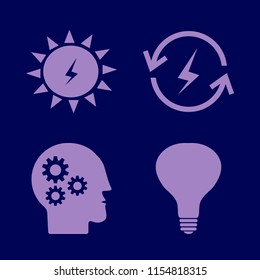 innovation vector icons set. with solar energy, renewable energy, bulb and gear head in set