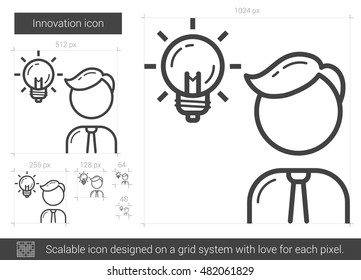 Innovation vector line icon isolated on white background. Innovation line icon for infographic, website or app. Scalable icon designed on a grid system.