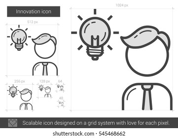 Innovation vector line icon isolated on white background. Innovation line icon for infographic, website or app. Scalable icon designed on a grid system.
