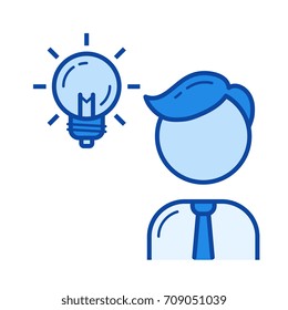 Innovation vector line icon isolated on white background. Innovation line icon for infographic, website or app. Blue icon designed on a grid system.