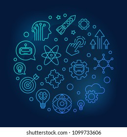 Innovation vector round blue concept minimal illustration in thin line style on dark background