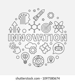 Innovation vector round concept illustration made of innovations icons in thin line style