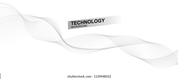 innovation wave line background with smooth shape and black white color. Beautiful waving line in white background color. Horizontal banner template. Abstract smoke template.