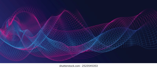 innovation wave line background with smooth shape. Beautiful waving line in blue background color. Horizontal banner template. Abstract smoke template.