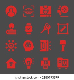 innovation web icons. User and Eye scan, 3d printing and Transform symbol, vector signs