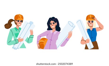 innovation woman architect vector. leadership vision, inspiration expertise, sustainability urbanism innovation woman architect character. people flat cartoon illustration