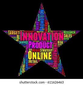 Innovation word cloud colorful text star typography