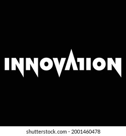 Innovation Word Collage Typography Illustration Over Black Background, Minimal Illustrated Vector