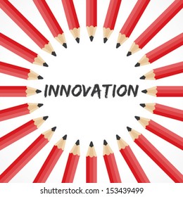 Innovation word with pencil background stock vector