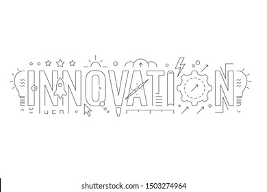 innovation word and innovation symbols. innovation concept design. vector illustration