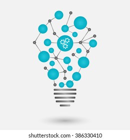 Innovations concept illustration. Light bulb with colored cells 