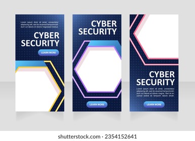 Innovaciones en la plantilla de diseño de banners web de ciberseguridad. Volante vectorial con espacio de texto. Cartel publicitario con espacio de copia personalizado. Afiche imprimible para publicidad. Calibri, fuentes ariales utilizadas