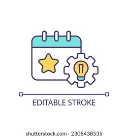 Innovations in events planning RGB color icon. Technology of time management. Digital planners usage. Isolated vector illustration. Simple filled line drawing. Editable stroke. Arial font used