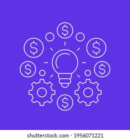 icono de innovaciones y fintech, vector de línea