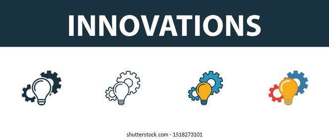Innovations icon set. Premium simple element from startup icons collection. Set of innovations icon in filled, outline, colored and flat styles.