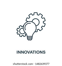 Innovations outline icon. Thin style design from startup icons collection. Creativeinnovations icon for web design, apps, software, print usage.