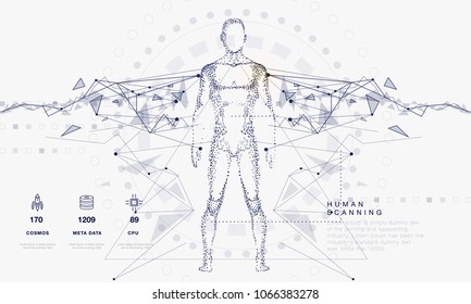 Innovations systems connecting people and robots devices. Future technologies in automatics cyborg systems and computers industry from awesome internet developments. Geometry style linear pictogram
