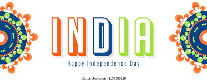 Innovative abstract, banner or header for Independence Day of INDIA, 15th of August, with nice and creative design effect in a background.