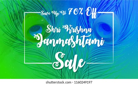 innovative abstract or banner or header for Krishna Janmashtami, Offer, Mega Offer, Discounts, Huge Sale, with nice and creative design illustration.