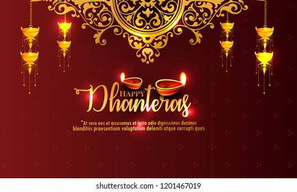 innovative abstract, banner or poster for 
 Dhanteras with Goddess Maa Lakshmi / Laxmi Charan for Indian dhanteras and diwali festival celebration 