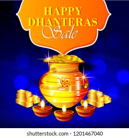 innovative abstract, banner or poster for 
 Dhanteras with Goddess Maa Lakshmi / Laxmi Charan for Indian dhanteras and diwali festival celebration 