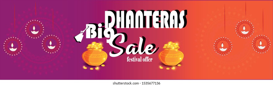 innovative abstract, banner or poster for Dhanteras with Goddess Maa Lakshmi / Laxmi Charan for Indian dhanteras and diwali festival celebration