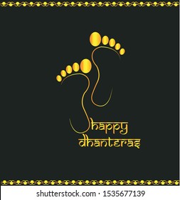 innovative abstract, banner or poster for Dhanteras with Goddess Maa Lakshmi / Laxmi Charan for Indian dhanteras and diwali festival celebration
