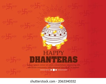 innovative abstract, banner or poster for Dhanteras with Goddess Maa Lakshmi  Laxmi Charan for Indian dhanteras and diwali festival celebration