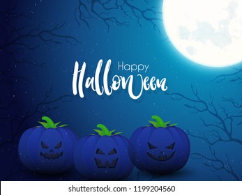 innovative abstract, banner or poster for Haunted Halloween with creative and creepy design illustration of pumpkin.