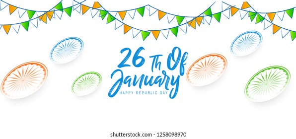Innovative abstract, banner, poster or header for Republic Day of INDIA or 26th of January with nice and creative design illustration, Republic Day of INDIA.
