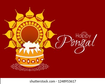 Innovative abstract, banner or poster for Pongal with nice and creative design illustration, south Indian Festival, Happy Pongal.
