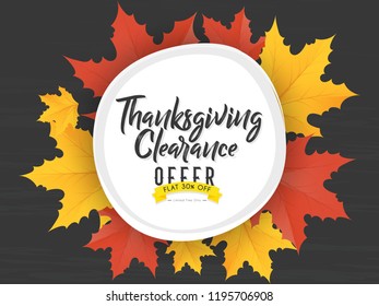 Innovative abstract, banner or poster for Thanks Giving Day with nice and creative design illustration, Thanks Giving Clearance Offer.