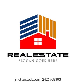 Logo innovador abstracto de la casa de construcción para la industria inmobiliaria y de la construcción