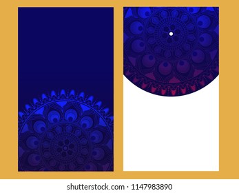 Innovative abstract, flyer or invitation card design. mandala pattern in color for template, 