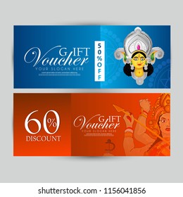 innovative abstract gift card or poster for  navratri with creative Maa Durga face illustration