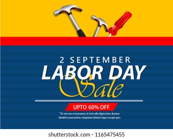 Innovative abstract illustration or poster, banner for Happy Labor Day, sale offer Design template. 