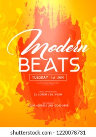 Innovative abstract, Invitations or Flyers for Modern Beats Party with nice and creative design illustration in a background.