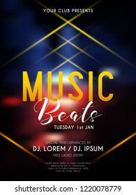 Innovative abstract, Invitations or Flyers for Music Beats Party with nice and creative design illustration in a background.