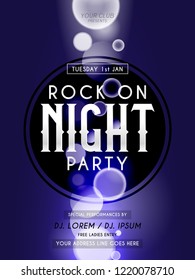 Innovative abstract, Invitations or Flyers for Rock On Night Party with nice and creative design illustration in a background.