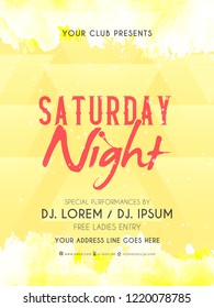 Innovative abstract, Invitations or Flyers for Saturday Night Party with nice and creative design illustration in a background.