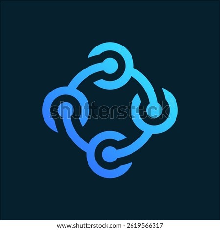 Innovative Abstract Link Logo with Four Blue Connecting Elements