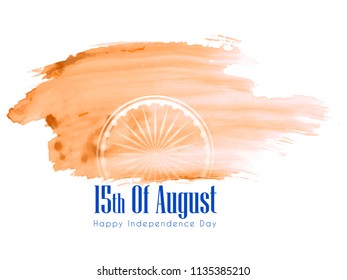 Innovative abstract or poster for 15th of August, Independence Day of INDA, with nice and creative brush effect design illustration, Ashoka Wheel.