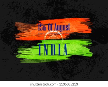 Innovative abstract or poster for 15th of August, Independence Day of INDA, with nice and creative brush effect flag design illustration, Ashoka Wheel.