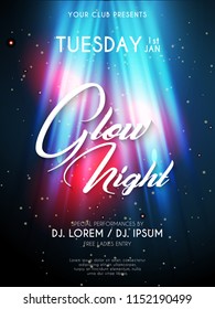 Innovative abstract or poster or brochures for Party Flyers with nice and creative design illustration, Glow Night.