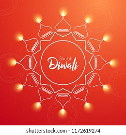 innovative abstract or poster for Diwali or Deepawali with nice and creative Deep or Rangoli design illustration, Diwali Greetings, Modern Diwali Greetings.