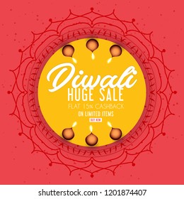 innovative abstract or poster for Diwali Huge Sale with nice and creative design illustration, Diwali Huge Sale.