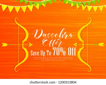 Innovative abstract or poster for Dussehra Offer with nice and creative design illustration.