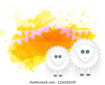 Innovative abstract or poster for Eid Al Adha, or Bakrid, with nice and creative design illustration in background.