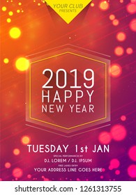 Innovative abstract, poster, flyer for Happy New Year Celebration or 2019 New Year Party Celebration with nice and creative design illustration.