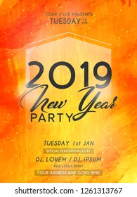Innovative abstract, poster, flyer for Happy New Year Celebration or 2019 New Year Party Celebration with nice and creative design illustration.